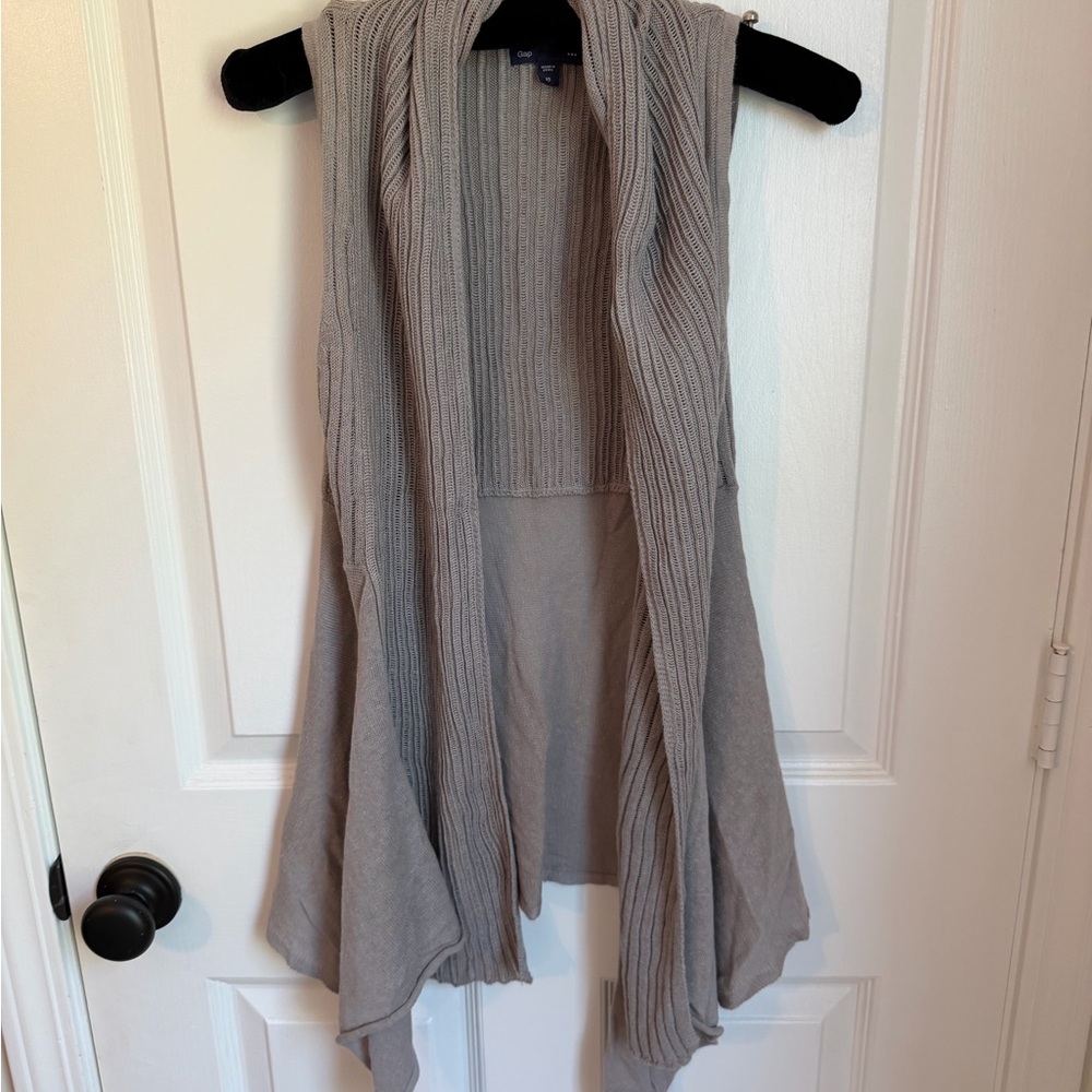 GAP Grey Knit Draped Open-Front Knit Cardigan